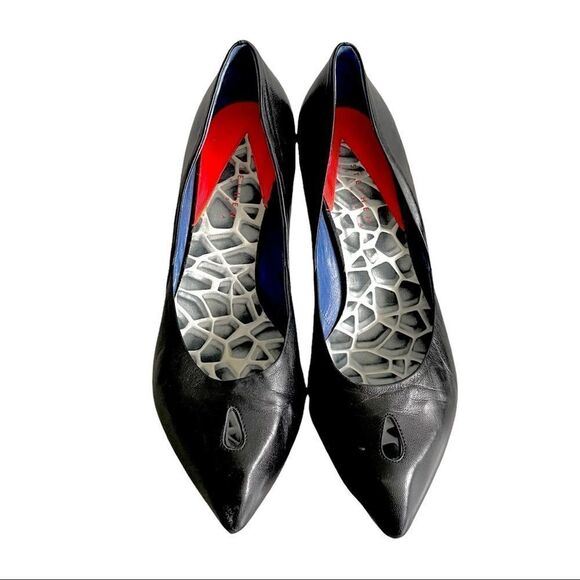 STEPHEN VENEZIA Black Leather Pointy Toe Pumps Heels Shoes Handmade In Italy 38 - Picture 4 of 12